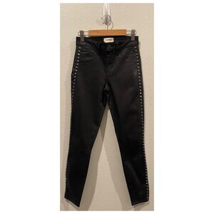 L'AGENCE Margot Side-Studded High-Rise Coated Skinny Black Jeans